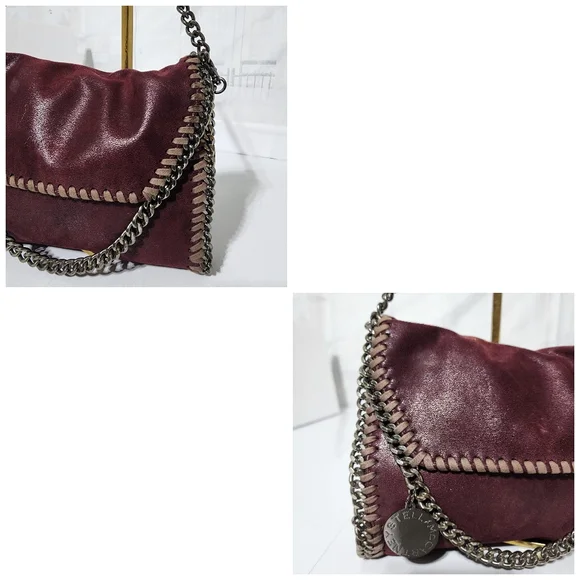 Stella McCartney Faux Leather Falabella Shoulder Bag Burgundy - Picture 12 of 14